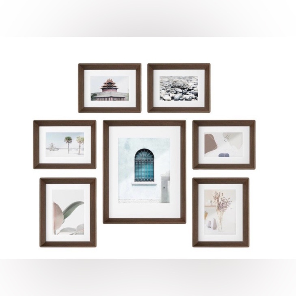 Umbra Gallery Frames, Aged Walnut, Set of 7 - Displaying Art Work, Photo New